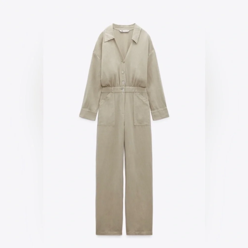 Zara linen blend jumpsuit Sz M